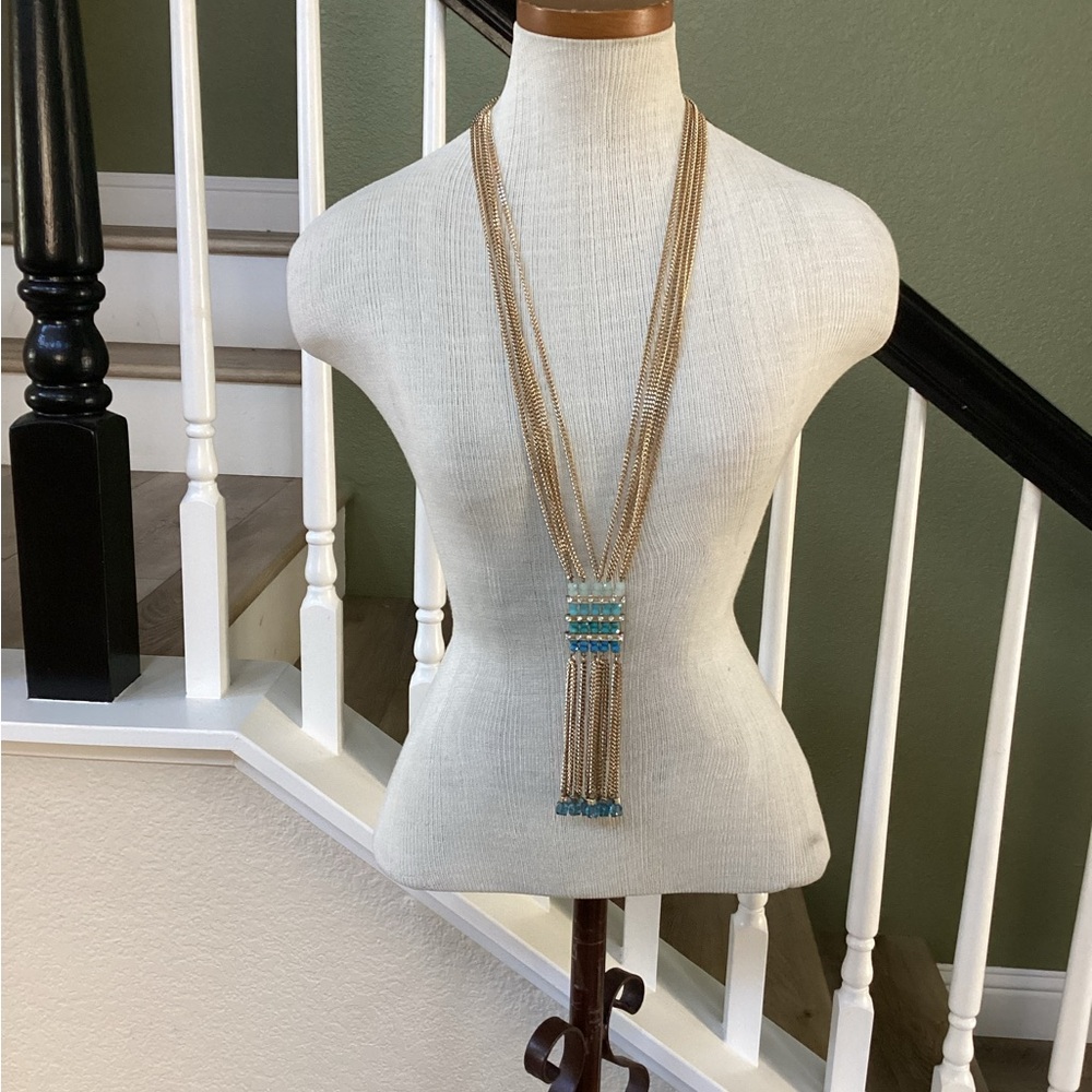 Gold and Blue Layered Necklace